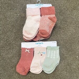 Carter's Cozy Socks Set - Pink, Red, Green 3-12 m